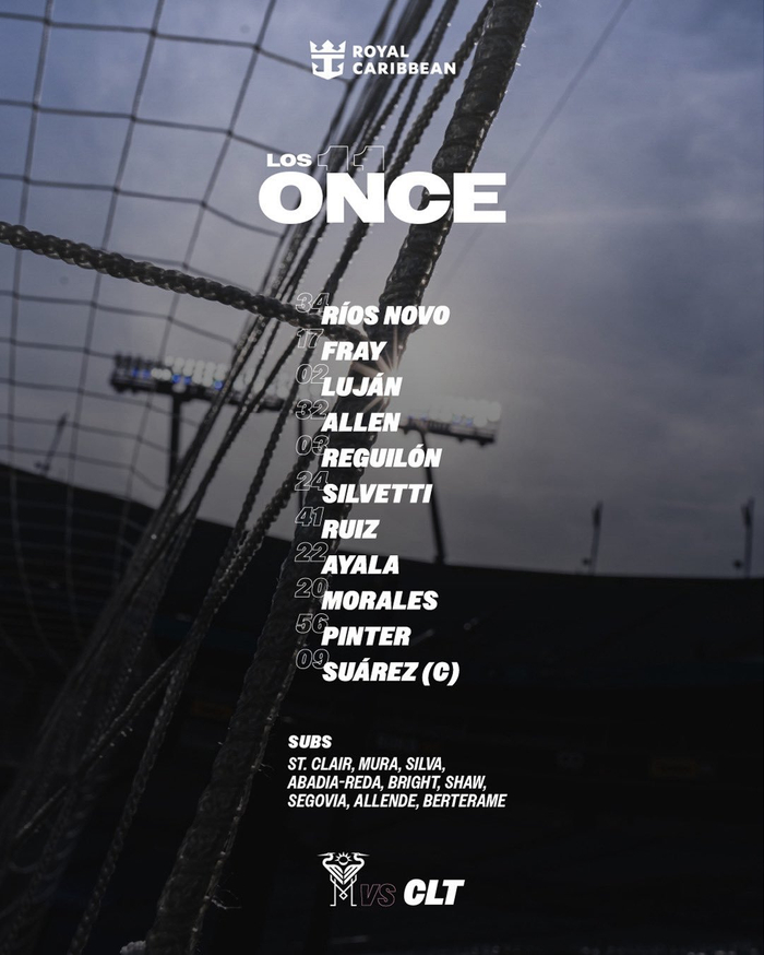 迈阿密国际公布首发阵容 梅西德保罗轮休迎战夏